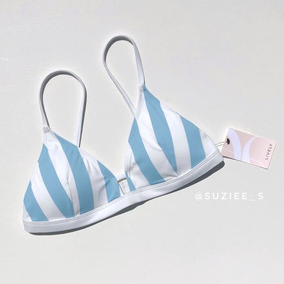 Lively Blue Striped Bralette Bikini Top NWT M - Picture 2 of 9